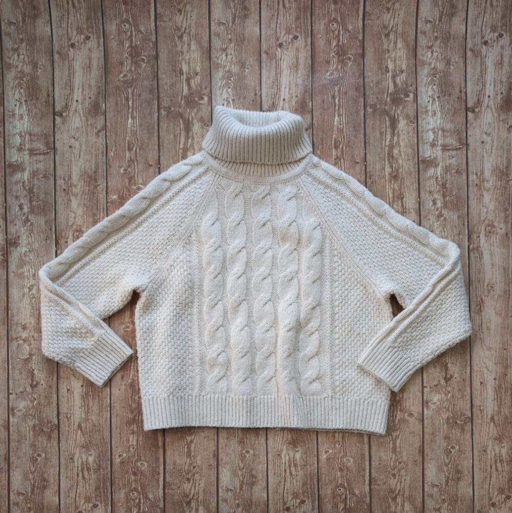 GAP Cable-Knit Turtleneck Sweater - Size XXS - Cream/Off-White/ Chino Beige
